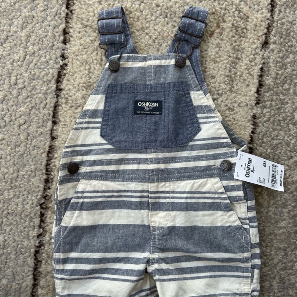 OshKosh B'gosh Blue and White Striped Kids Overalls